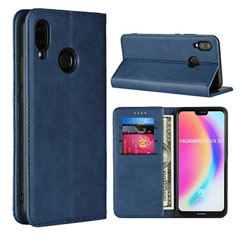 SunYoo for Huawei P20 lite Case,Cowhide Pattern Leather Magnetic Book Wallet Case Stand Holder Flip Cover with Card Slots/Cash Compartment for Huawei P20 lite(5.84 inch)-Navy Blue SunYoo for Huawei P20 lite Case,Cowhide Pattern Leather Magnetic Book Wallet Case Stand Holder Flip Cover with Card Slots/Cash Compartment for Huawei P20 lite(5.84 inch)-Navy Blue