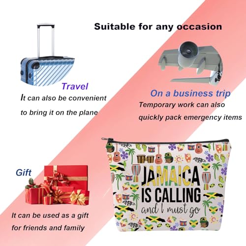 KUIYAI Jamaica Vacation Makeup Bag for Lovers - Cosmetic Travel Gift for Girls Trip - Souvenir for Travelers (JamaicaMakeup)3