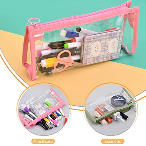 3 Pièces Trousses à Crayons Transparent PVC Sac de Rangement étanche avec Fermeture Éclair Étui à Crayons Clair étanche et élégant de Grande capacité pour étudiants Enseignants Enfants Adultes