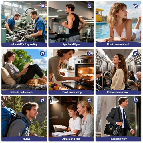 Image of Wireless Earbuds 2 Pack, ANC in-Ear Bluetooth Headphones, Big Bass Durable, Lightweight Design for Noisy Factories, Gym, and Travel, 60 Hour Long Playtime (Dark Blue)