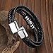 To My Son Braided Leather Bracelet 'I Will Always Be with You' Mens Double Rows Personalized Magnetic Closure Bracelets Handmade Cowhide Woven Bracelet (8.3inch, To My Son/Silver Buckle)