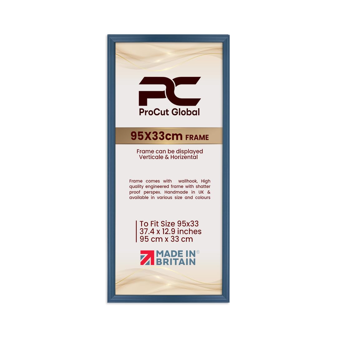 Procut Global 95x33CM Navy Blue Picture Frames - Classic Wooden Photo Frame with Shatterproof Perspex for Wall or Tabletop - Perfect for Posters, Certificates & Prints - Sizes & Colors Available