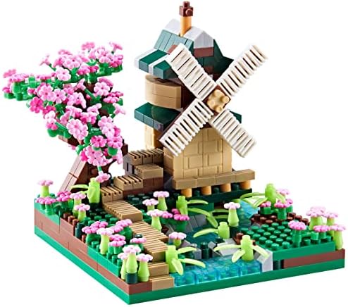 COZYMASS Architecture River Windmill Building Model Kit Micro Block Set 600+ PCS with 2 Figure