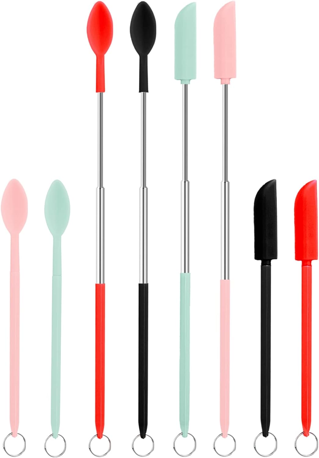 Telescoping Spatula and Spoon, 4pcs Mini Spatulas for Makeup 4pcs Telescopic Spoons