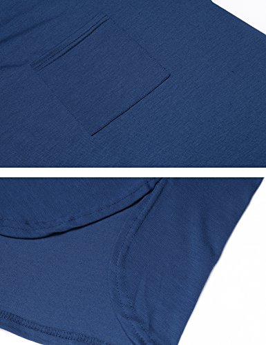 Ekouaer Men's Nightshirt Nightwear Comfy Big&Tall Short Sleeve Henley Sleep Shirt Blue #TOP4