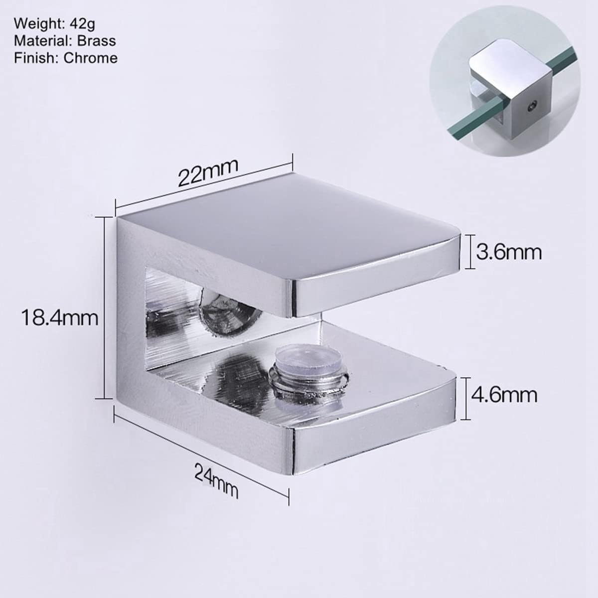 LukLoy Glass Shelf Clamp, Brass No-drill-on-glass Fixed Glass Clip Holder Bracket Support Glass Shelf U-Clamp (10, For 6~10mm glass)