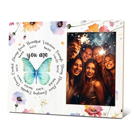 Womens Christian Photo Frame, Religious Gifts For Women Friends Coworkers, Bible Verses Picture Frame Gifts For Christmas Birthday, Faith Based Gifts, Butterfly Decor For Home Office 18