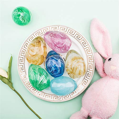 QFkris Crystal Blessings Paperweight Easter Eggs 3.4\" Blown Glass Art Figurine Collectibles Desk Decor (Blue)