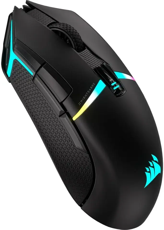 Corsair NIGHTSABRE Wireless RGB FPS/MOBA Gaming Mouse - 26,000 DPI - 11 Programmable Buttons - Up to 100 Hours Battery Life - iCUE Compatible - PC, PS5, PS4, Xbox - Black