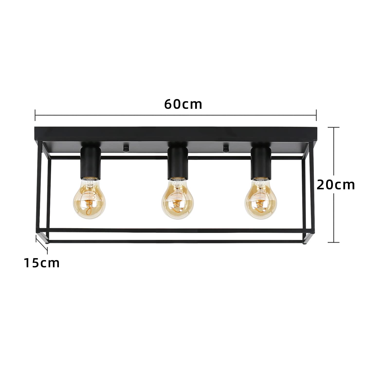 Homefire Deckenleuchte E27 Deckenlampe Vintage Schwarz industrial