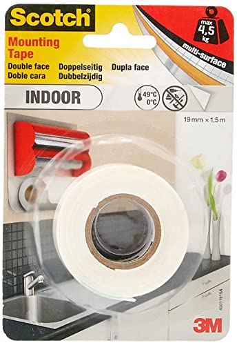 Ruban de fixation pour intérieur Scotch-Fix 4496G-1915-P, 19mmx1,5m, 1 rouleau/paquet (L'emballage peut varier)