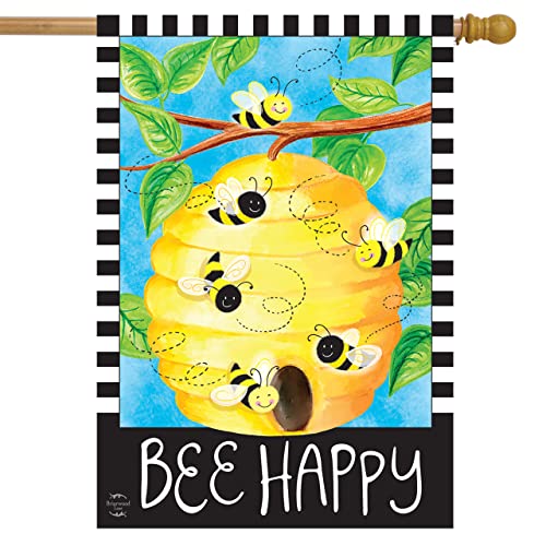 Bee Happy Bees Spring House Flag Inspirational Everyday 28" X 40" Briarwood Lane #TOP3