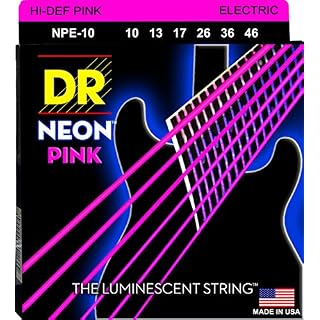 DR String NPE-10 Neon Pink Jeu de cordes pour guitare electrique - Les Beatles, Paul McCartney, John Lennon, RIngo Starr, George Harrison