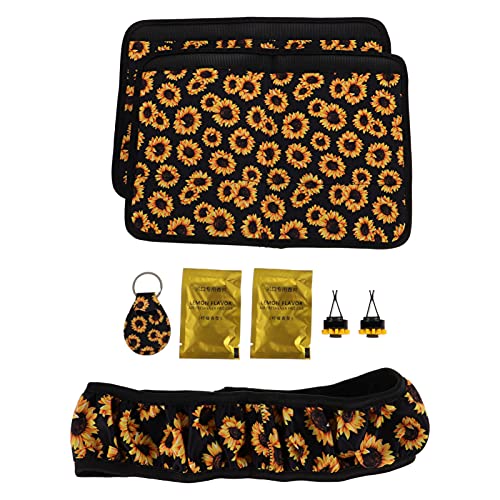 VICASKY 6Pcs Girassol Acessórios Do Carro Definir Decorações Interiores Do Veículo Cinto de Seguranç