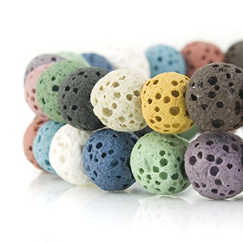 Image of BEADNOVA 6mm Color Lava Beads Natural Crystal Stone Gemstone Round Loose Energy Healing Beads for Jewelry Making (6mm, 60-62pcs, Mix Color)