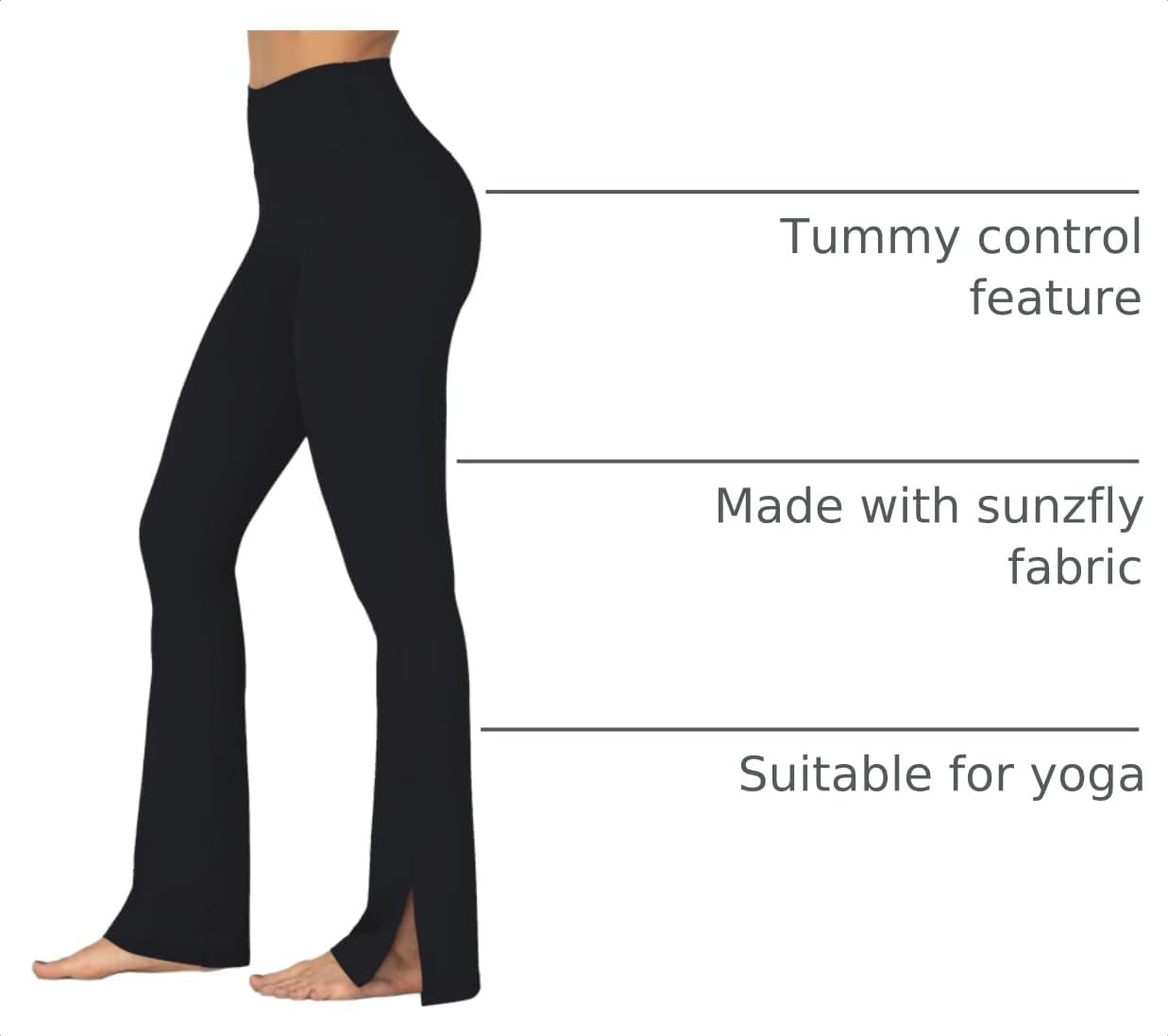 Sunzel Women's Split Hem Flared Leggings High Waisted Bootcut Yoga Pants | Buttery Soft, High Stretchy, High Waist Tummy Control, V-Back Seam, Split Hems for Yoga, Gym Workout, and Daily Wear