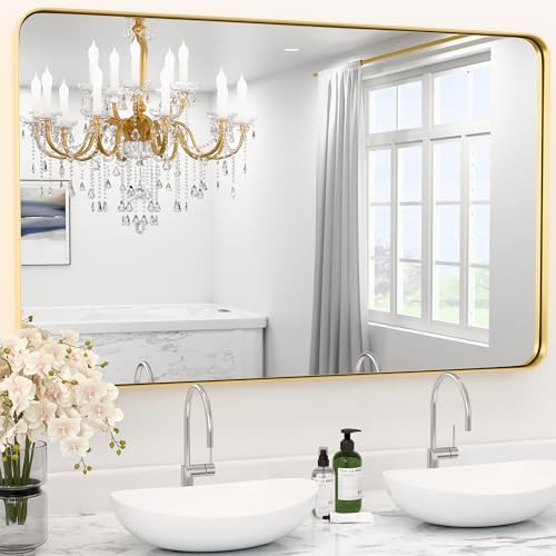 YYXW 30"X36" Gold Bathroom Mirrors for Over Sink