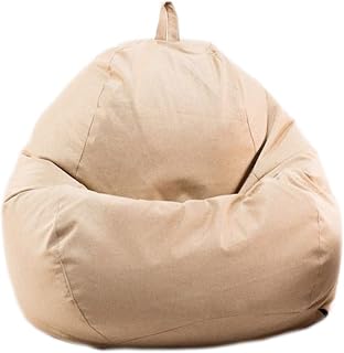 Highdi Bean Bag No Filler, Gaming Beanbag Chair Cover for Adult Kids Without Filling Highback Comfortable Solid Color Lazy Sofa Beanbag Soft Toy Storage Bean Bag Seat (Beige,70x80cm)