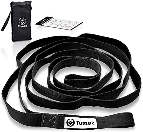 Tumaz Stretching Strap - 10 Loops & Non-Elastic Yoga Strap - The Perfect Home Workout Stretch Strap for Physical Therapy, Yoga, Pilates, Flexibility - [Extra Thick, Durable, Soft]