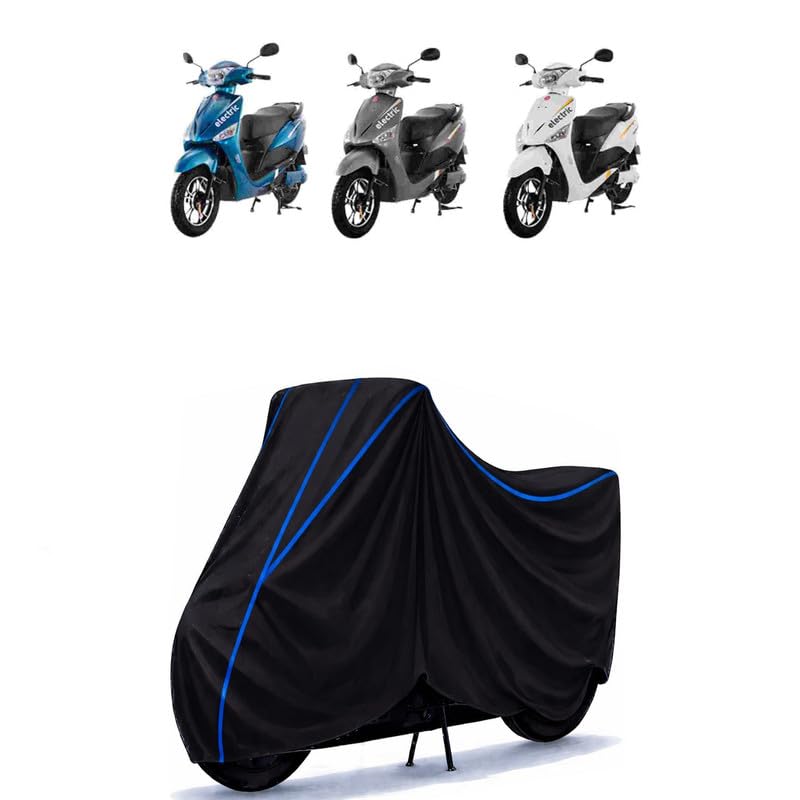 Image of Scooty Cover Water Resistant for Optima HX Electric | Universal Scooter & Bike Cover | Heavy Duty UV Dust, Rain & Scratch Protection | Elastic Fit All Weather Indoor Outdoor | Black with Blue Piping