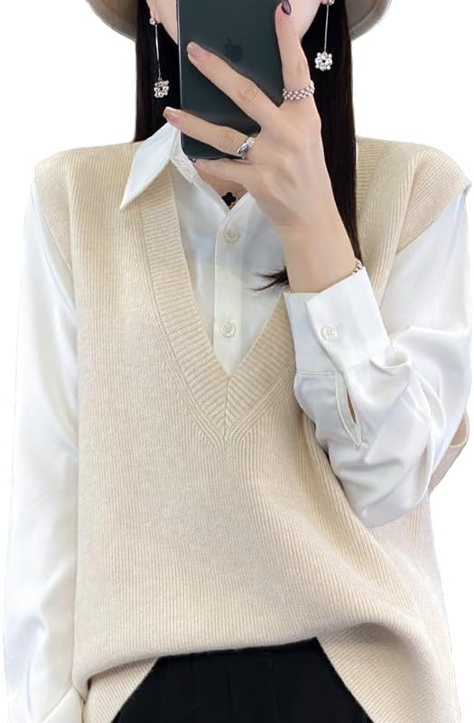 Womens Deep V Neck Sweater Vest Casual Knitted Tank Tops Sleeveless Sweater Ribbed Pullover Knitwear - Image 5