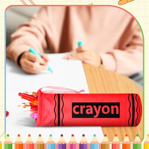 Image of Sherr 6 Pcs Crayon Pencil Pouch Cases Bulk Crayon Shaped Bags Teacher Appreciation Gift Back to School Colorful Stationery Storage Bag Cute Case Box for Students Teacher Gifts Rewards Office Supplies