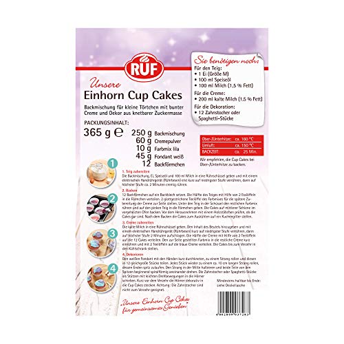 RUF Einhorn Cupcakes mit Creme und Fondant, 365 g Zucker