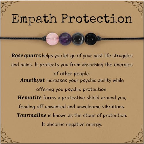 Crystal Healing Bracelets Gifts for Women: Spiritual Natural Stone Empath Protection Bracelets Christmas Birthday Graduation Gifts for Friends Sister Bestie Mom Daughter