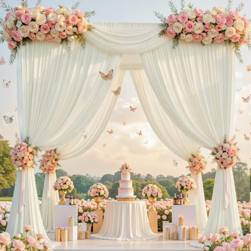 gogoparti 10ft x 12ft Ivory Wrinkle-Free Backdrop Curtain for Wedding Parties, Thick Polyester 2 Panels 5x12ft for Wedding Birthday Baby Shower Halloween Photography Party Background by gogoparti - Used condition - Image 8