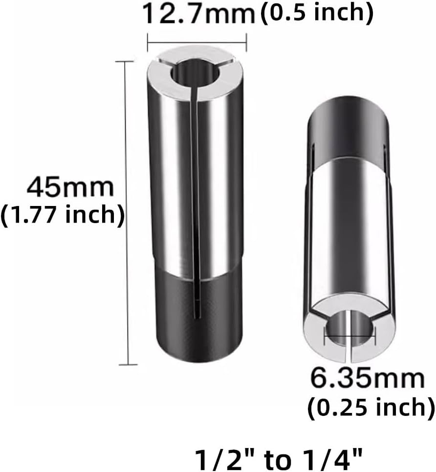 2PCS CNC Engraving Bit Router Converter Set - 1/2" to 1/4" Collet Adapter for Engraving Machine Tool, CNC Router, and Driver
