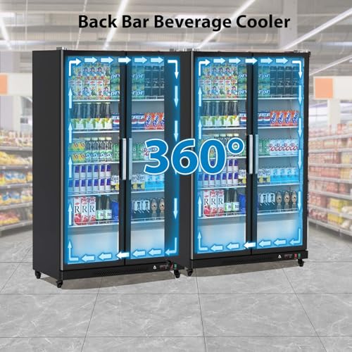 GarveeHome Commercial Refrigerator, Glass Door with LED Lighting - Upright Beverage Display Cooler for Home, Store, Gym, or Office, Featuring Double Swing Doors and 39 cu.ft