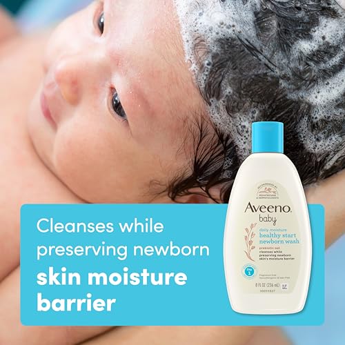 Image of Aveeno Baby Healthy Start Nourishing Newborn Wash, Hypoallergenic Baby Body Wash, Prebiotic Oat, Gently Cleanses Sensitive Skin, No added Fragrances & Parabens, Tear-free, 8 fl. oz