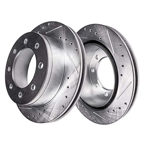 Image of Detroit Axle - Front Brake Kit for Dodge Ram 2500 3500 Ram 2500 3500 1500, Drilled and Slotted Disc Brake Rotors Ceramic Brakes Pads with Hardware Replacement : 14.17 inch inch Rotor
