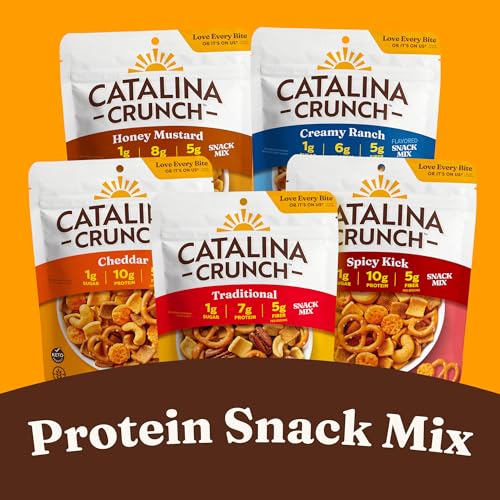 Catalina Crunch Protein Snack Mix with Cheese Crisps | 10g Protein, 1g Sugar per Serving | Good Source of Fiber, Keto, Gluten Free | Variety Pack 4 Flavors (Pack of 4) - Packaging May Vary - Thumbnail 2