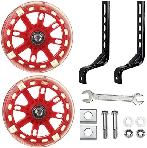 Bicycle Mute Training Wheels for 12 14 16 18 20 inch Single Speed Bicycle stabilizer (Red)