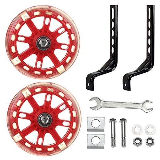 Bicycle Mute Training Wheels for 12 14 16 18 20 inch Single Speed Bicycle stabilizer (Red)