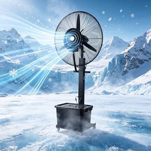 LYUCAYHQ Ventilador Nebulizador para Exteriores de Alta Resistencia, Ventilador de Pie Silencioso para Patios, Talleres, Almacenes Industriales(71cm/28in)