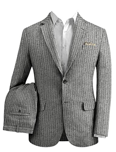 Costume à Rayures de Haute Qualité : Veste Ajustée et Pantalon de Smoking Formel