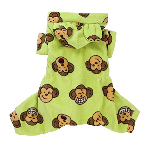Klippo Silly Monkey Fleece Hooded Pajamas/Bodysuit/Loungewear/Coverall With Ears - Lime - X-Small #TOP1
