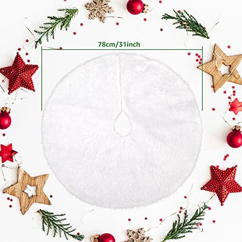 2 Pack Christmas Tree Skirt, Faux Fur Xmas Tree Skirt Mini Christmas Tree Base Cover Mat 31 Inch(78 cm) Christmas Decorations White Xmas Tree Skirt for Christmas Home Decorations