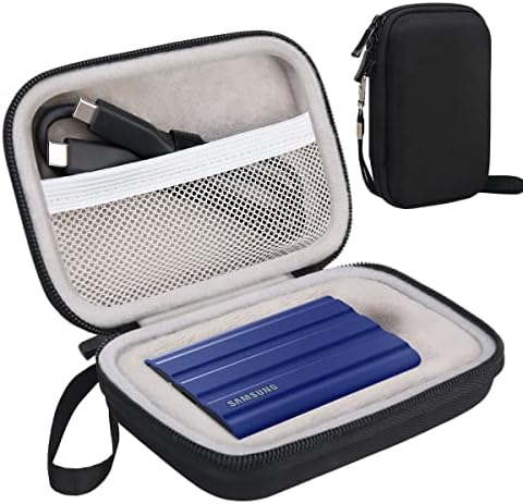 Lacdo External Hard Drive Carrying Case for Samsung T7 Shield / Samsung T7 / T7 Touch Portable SSD 500GB 1TB 2TB USB 3.2 External Solid State Drive EVA Shockproof Storage Cable Waterproof Pouch, Black