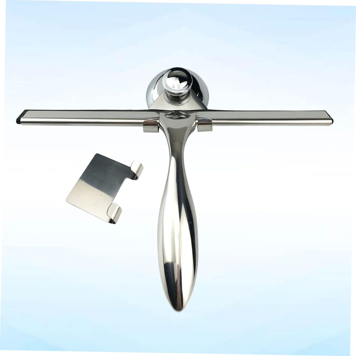 3 Piezas Limpiacristales de Acero Inoxidable para Ducha con Ventosa y Ganchos Raspador Resistente para Mamparas y Azulejos Herramienta de Limpieza para Baño Mango Equilibrado