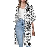 Belidome Cardigan à manches courtes pour femme, Éléphant tribal, XXX-Large