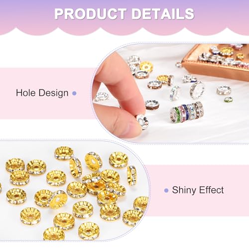 Perles d'espacement rondelles cristal 10mm M METERXITY pour réparer et créer