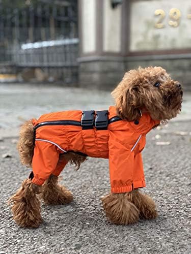 Dogs Waterproof Jacket, Lightweight Waterproof Jacket Reflective Safety Dog Raincoat Windproof Snow-proof Dog Vest for Small Medium Large Dogs Orange M