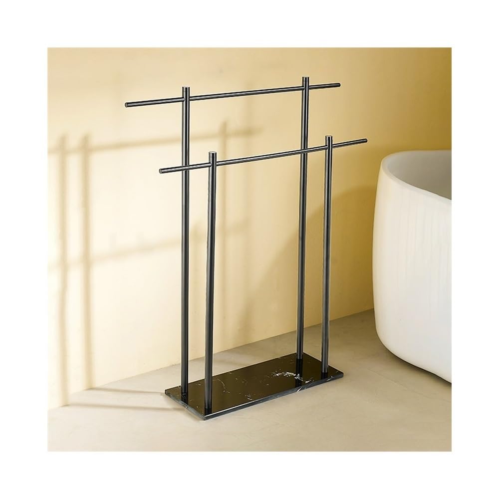 towel rail Floor-standing Marble Towel Rack Hotel Bathroom Vertical Storage Toilet Bar(Gray+Black)