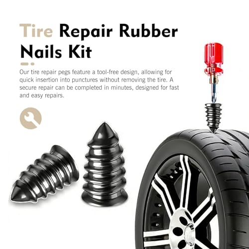 Yidcidu 20PCS Tire Plugs Screw Type, 2 Sizes Vacuum Tire Repair Rubber Nail, Spiral Screw Plugs for Motorcycle Tractor Truck and Vehicle Puncture Repair (Black) - Thumbnail 6