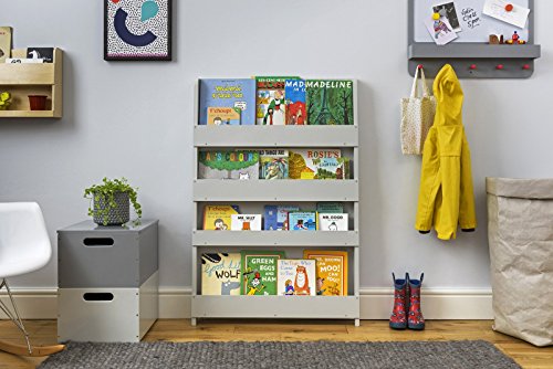 Tidy Books® Kids Bookshelf (Age 0-10) Wall Bookcase For Kids Room, Gray, Wood, Montessori Bookshelf, Front Facing Bookshelf, 2.8 X 30.3 X 45.3 In, Eco Friendly, Handmade, The Original Since 2004. #TOP1