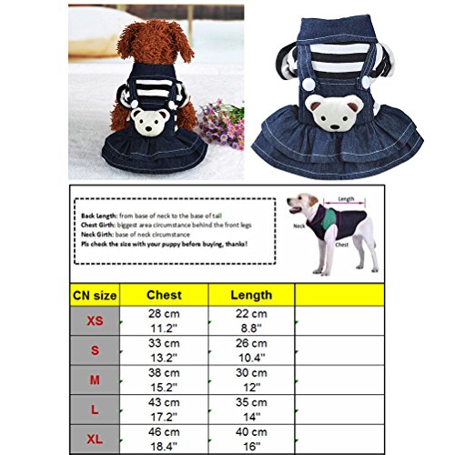 Dog Apparel Small Pet Dog Cat Puppy Denim Strap Bear Dress () Cute Dog Apparel Accessories #TOP3