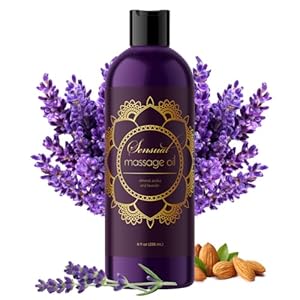 Aromatherapy Sensual Massage Oil for Couples – Relaxing Full Body Massage Oil for Date Night with Sweet Almond Oil – Vegan Lavender Massage Oil for Massage Therapy Smooth Gliding Formula 8 Fl Oz
